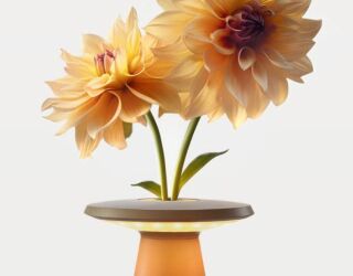 Sigor Nuflair sonnengelb Akku-Tischleuchte mit Vaseneinsatz