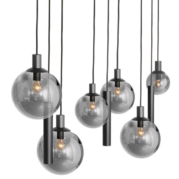 LUSSIOL Pendelleuchte Soho Mit Rauchglas - Ø 28 Cm, Höhe 18 Cm, Für E27 Leuchtmittel Bis 40W, Orange/bernsteinfarben