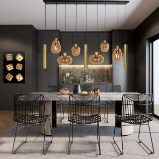 Steinhauer Reflexion Pendelleuchte Amberglas messing 9 flammig