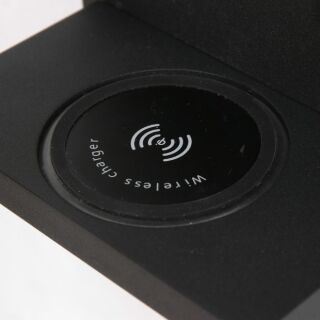 Mexlite Wandleuchte Upround mit USB Anschluss und Wireless Charger schwarz
