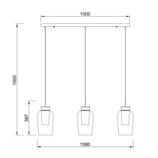 Mantra Nora Pendelleuchte Rauchglas 3-flammig