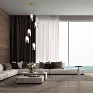 Mantra Nora Pendelleuchte Transparentglas gold 3-flammig