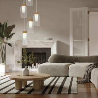 Mantra Nora Pendelleuchte Transparentglas gold 3-flammig