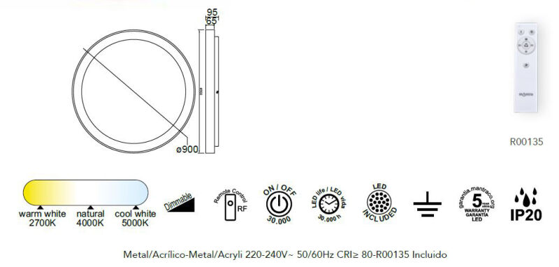 Mantra Niseko II Deckenleuchte LED gold 90cm - Leuchten-Welt.com