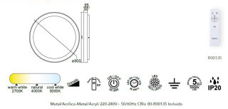 Mantra Niseko II Deckenleuchte LED Holzoptik 90cm