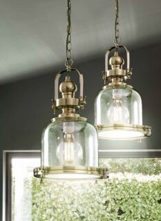 Mantra Vintage Pendelleuchte Messing Antik 38cm