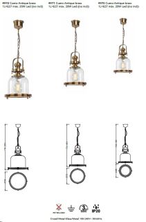 Mantra Vintage Pendelleuchte Messing Antik 38cm