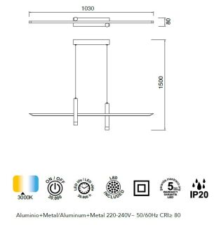 Mantra Esparta Pendelleuchte LED weiß 30W