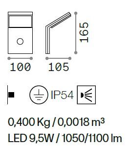 Ideal Lux Style Sensor Außenleuchte Wandleuchte mit Bewegungsmelder verschiedene Variationen Anthrazit 4000 Kelvin