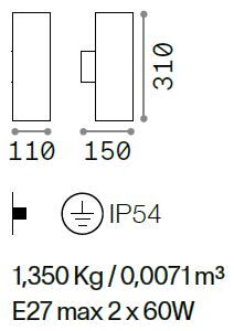 Ideal Lux Gun AP2 Außenleuchte Wandleuchte anthrazit