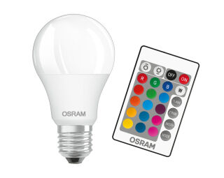 LED RGBW Leuchtmittel mit Fernbedienung dimmbar 9,4 Watt