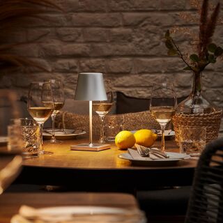 Sigor Nuindie mini 25 USB-C silber rund Akku-Tischleuchte LED