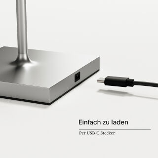 Sigor Nuindie mini 25 USB-C silber rund Akku-Tischleuchte LED