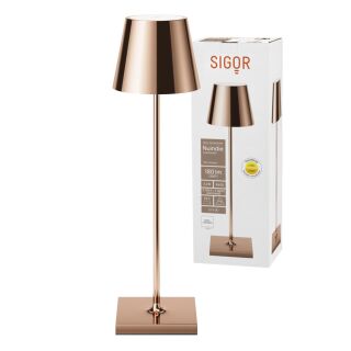 Sigor Nuindie 38 kupfer rund Akku Tischleuchte LED