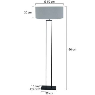 Steinhauer Stehleuchte Stang schwarz Leinenschirm blau-grau
