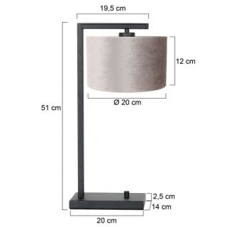 Steinhauer Stang Tischleuchte schwarz Schirm Velours silber-grau
