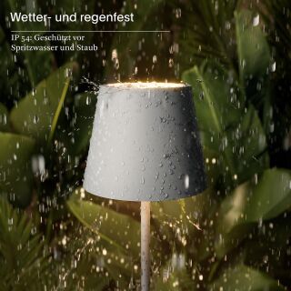 Sigor Nuindie 38 USB-C nebelgrau rund Akku Tischleuchte LED