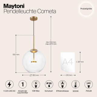 Maytoni Pendelleuchte Cometa LED Glas transparent