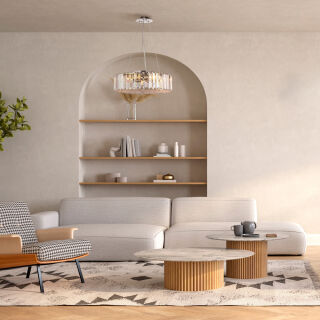 Maytoni Pendelleuchte Recinto 6-flammig Chrom Kristall