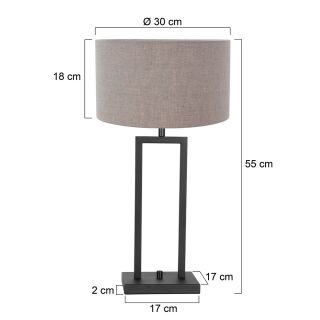 Steinhauer Tischleuchte Stang schwarz Schirm Leinen grau