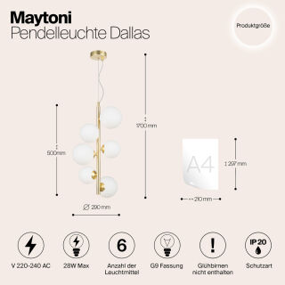 Maytoni Pendelleuchte Dallas 6-flammig gold weiß