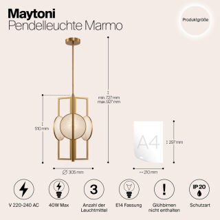 Maytoni Pendelleuchte Marmo 3-flammig