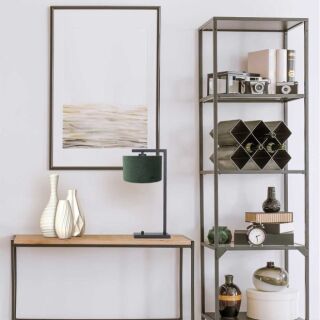 Steinhauer Stang Tischleuchte schwarz Schirm Leinen schwarz