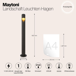 Maytoni Außenleuchte Standleuchte Hagen LED 60cm