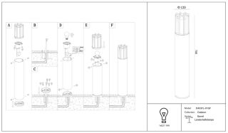 Maytoni Außenleuchte Standleuchte Barrel E27 75cm
