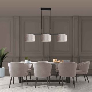 Steinhauer Pendelleuchte Stang schwarz Schirme Velours grau-silber