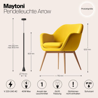 Maytoni Pendelleuchte Arrow GU10 schwarz