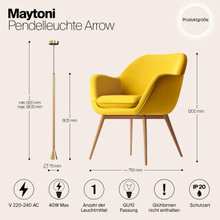 Maytoni Pendelleuchte Arrow GU10 gold