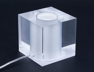 Sompex Cubic Tischleuchte transparent mit Herz Filament Leuchtmittel