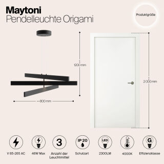 Maytoni Pendelleuchte Origami LED schwarz