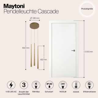 Maytoni Pendelleuchte Cascade LED 3-flammig messing