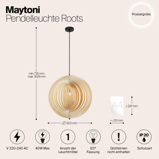 Maytoni Pendelleuchte Roots E27 60cm