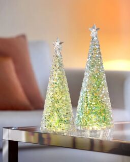 Sompex Weihnachtsbaum Tischleuchte Glamor grün Batteriebetrieben 33 cm