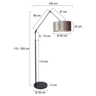 Steinhauer Stehleuchte Prestige Chic schwarz verschiedene Variationen blau-grau (Leinen)