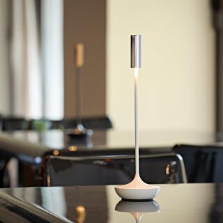 Sigor Akku-Tischleuchte Nucandle 310mm keramikweiß/chrom