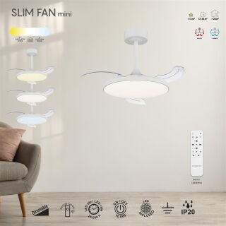 Mantra Slim Fan Mini Deckenventilator mit LED Beleuchtung weiß