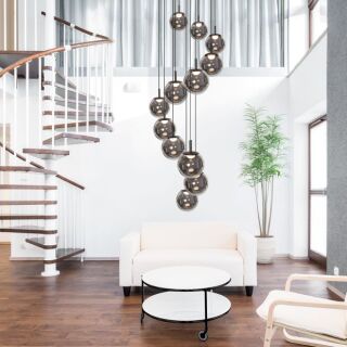 Steinhauer Bollique Pendelleuchte 12-flammig Rauchglas Schwarz