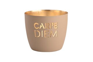 Madras Windlicht, M, Sandstone-Gold, Carpe Diem