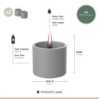 Tenderflame Breeze 8 Grey Ceramic 2er Set