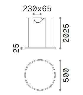 Ideal Lux Pendelleuchte Oracle Slim SP D50 round schwarz 3000K Dali/Push