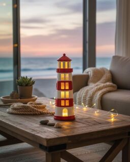 Sompex Dekoleuchte Glamor Lighthouse rot weiß