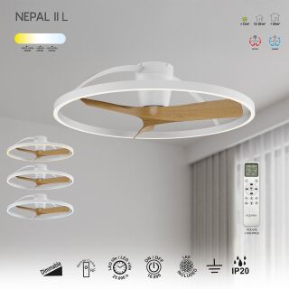 Mantra Nepal II 100 Deckenventilator LED weiß-holz