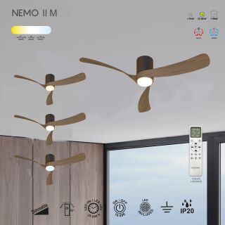 Mantra Nemo II M Deckenventilator LED schwarz-walnuss