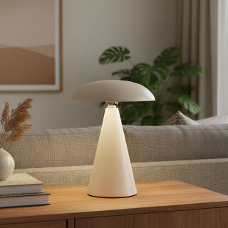 Kinoko XS Akku LED Tisch- und Wandleuchte matt creme