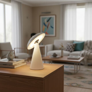 Kinoko XS Akku LED Tisch- und Wandleuchte hochglanz weiß