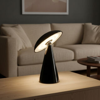 Kinoko XS Akku LED Tisch- und Wandleuchte hochglanz schwarz